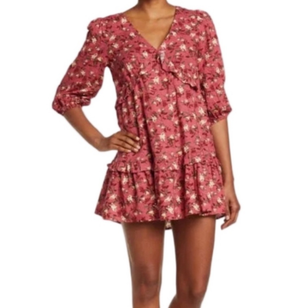 Lush Pink/Burgundy Floral Dress